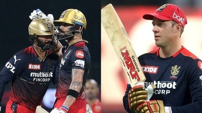 Virat Kohli with Dinesh Karthik; AB de Villiers Virat Kohli with Dinesh Karthik; AB de Villiers
