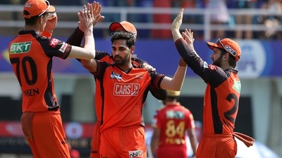 Bhuvneshwar Kumar of Sunrisers Hyderabad (PTI) Bhuvneshwar Kumar of Sunrisers Hyderabad (PTI)