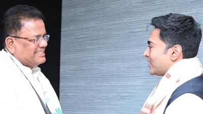 Ripun Bora (left) with Abhishek Banerjee (Twitter/Abhishek Banerjee)