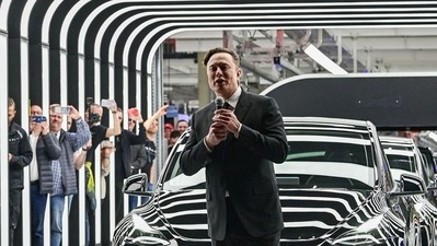Elon Musk attends the opening ceremony of the new Tesla Gigafactory for electric cars in Gruenheide, Germany. (via Reuters/File)