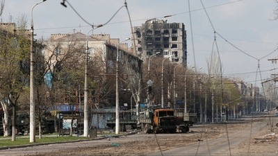A view shows a street damaged during Ukraine-Russia conflict in the southern port city of Mariupol, Ukraine. (REUTERS)