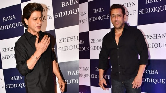 Shah Rukh Khan and Salman Khan at Baba Siddique's iftaar party. (Yogen Shah)