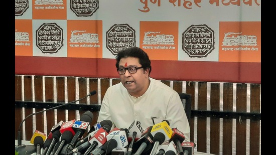 Pune: Maharashtra Navnirman Sena (MNS) chief Raj Thackeray addresses a press conference in Pune, Sunday. (PTI)