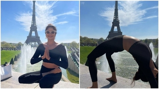 Pooja Batra performs yoga with Eiffel Tower in the backdrop. Pics inside(Instagram/@poojabatra)