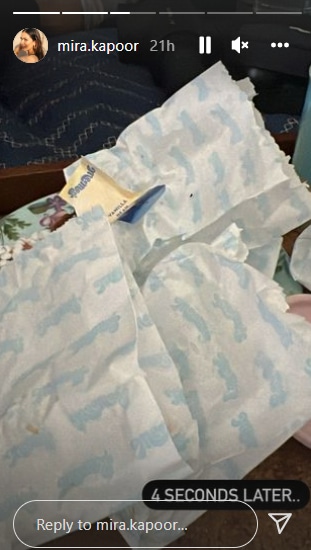 Mira Rajput shares a picture of an empty ice-cream wrapper.