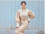 Rubina Dilaik’s sartorial sense of fashion always manages to make our hearts skip beats. The actor can do it all – decking up in an ethnic ensemble with a touch of mystic vibes, to wearing a casual attire and showing us how it's done. Rubina, a day back, shared a slew of pictures of herself in a pastel gold co-ord set and it is giving us major fashion goals to conquer.(Instagram/@rubinadilaik)