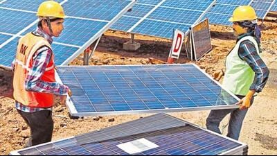 Rajasthan is currently the leading state across the country in renewable energy with generation of 1877 MW of additional solar power in the month of March. (HT PHOTO.) Rajasthan is currently the leading state across the country in renewable energy with generation of 1877 MW of additional solar power in the month of March. (HT PHOTO.)
