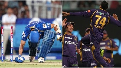 On his 40th birthday, Sachin Tendulkar was bowled by Sunil Narine at the Eden Gardens (BCCI)