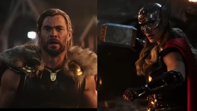Chris Hemsworth and Natalie Portman in the teaser for Thor: Love and Thunder.