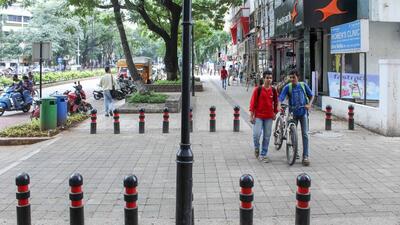 Beautification of road connecting Bremon Square and Parihar Chowk, Aundh done by PMC as part of Smart City project. (HT FILE PHOTO) Beautification of road connecting Bremon Square and Parihar Chowk, Aundh done by PMC as part of Smart City project. (HT FILE PHOTO)