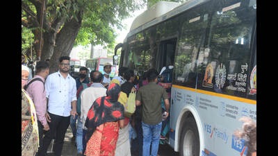 On Bus Day, passengers were seen using the public transport facility. (Shankar Narayan/HT PHOTO)