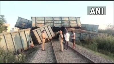 Derailed wagons of the goods train that was returning to Ambala after unloading coal at the Ropar thermal power plant early on Monday. (ANI Photo) Derailed wagons of the goods train that was returning to Ambala after unloading coal at the Ropar thermal power plant early on Monday. (ANI Photo)