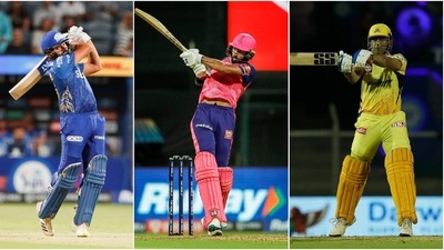 Rohit Sharma (L), Devdutt Padikkal (M) and MS Dhoni (IPLt20.com)