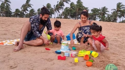 Yash hangs out with wife Radhika Pandit and kids. Yash hangs out with wife Radhika Pandit and kids.