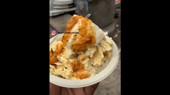 The prepared idli ice-cream in the viral Instagram video, available at Lajpat Nagar, Delhi.&nbsp;(Instagram/@thegreatindianfoodie)
