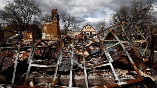 The remnants of a house, that residents say was destroyed by Russian shelling, amid Russia's invasion of Ukraine.(REUTERS File Photo)