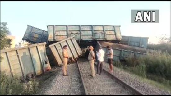 Derailed wagons of the goods train that was returning to Ambala after unloading coal at the Ropar thermal power plant early on Monday. (ANI Photo)