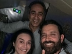 Preity Zinta poses with Hrithik Roshan.