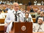 FILE PHOTO: Pakistan's prime minister-elect Shehbaz Sharif speaks after winning a parliamentary vote to elect a new prime minister, at the national assembly,&nbsp;