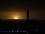 Flames and smoke rise during Israeli airstrikes in Rafah in the southern Gaza Strip.(AFP) Flames and smoke rise during Israeli airstrikes in Rafah in the southern Gaza Strip.(AFP)
