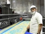 Prime Minister Narendra Modi during his visit to Banas Dairy Sankul, in Banaskantha district of Gujarat. Prime Minister Narendra Modi during his visit to Banas Dairy Sankul, in Banaskantha district of Gujarat.
