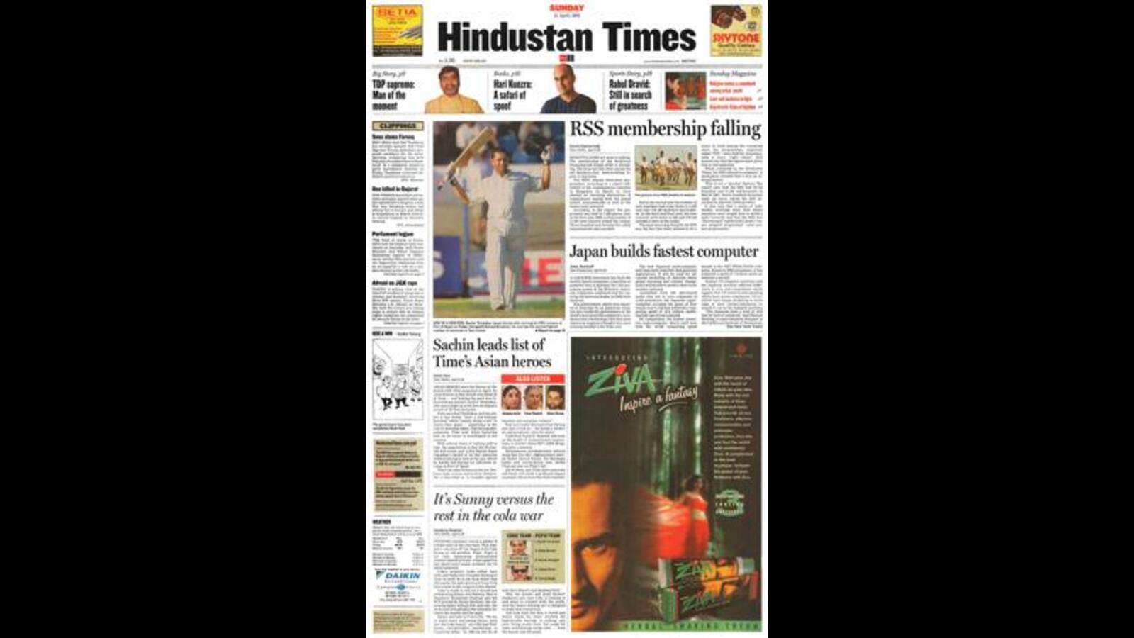 HT This Day: April 21, 2002 -- Sachin matches Bradman, but India slip ...