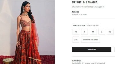 Neha Sharma's lehenga set is by the designer duo Drishti and Zahabia. It is available on Pernia's Pop-Up Shop and costs  <span class='webrupee'>₹</span>39,200. (Pernia's Pop-Up Shop)