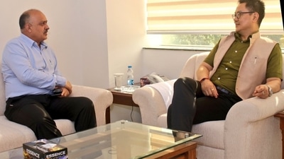 Union minister Kiren Rijiju had shared this picture of his with Naresh Kumar in 2019 when the latter was appointed as the chief secretary of Arunachal Pradesh (Source: Twitter) Union minister Kiren Rijiju had shared this picture of his with Naresh Kumar in 2019 when the latter was appointed as the chief secretary of Arunachal Pradesh (Source: Twitter)