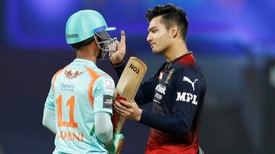 Ayush Badoni of Lucknow Super Giants and Anuj Rawat of Royal Challengers Bangalore during the Indian Premier League 2022 (IPL) Ayush Badoni of Lucknow Super Giants and Anuj Rawat of Royal Challengers Bangalore during the Indian Premier League 2022 (IPL)