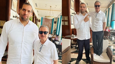 Anupam Kher shares pics with Khali. Anupam Kher shares pics with Khali.
