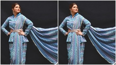 Sonali’s well-dressed diaries are just too stunning. A few days back, she paired a multicoloured blue printed top with a pair of trousers and a dupatta. (Instagram/@iamsonalibendre)