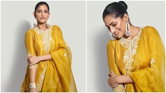 The bold and beautiful Kubbra Sait is not afraid of exploring different roles as well as experimenting with her looks. From fancy dresses to traditional wears, the actor can pull off any outfit that she dons and her Instagram handle says it all. In her recent social media stills, Kubbra can be seen grabbing eyeballs in a yellow embroidered salwar set.(Instagram/@kubbrasait)