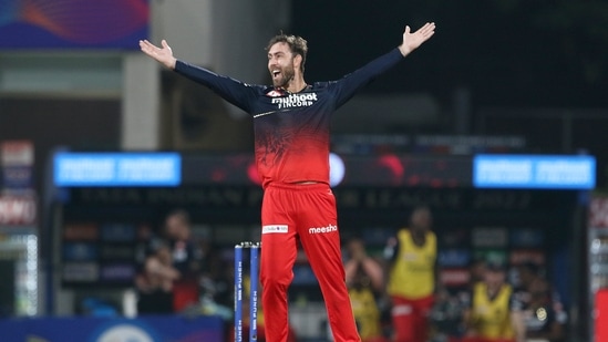 Glenn Maxwell of Royal Challengers Bangalore celebrates the wicket of Krunal Pandya of Lucknow Super Giants(IPL)