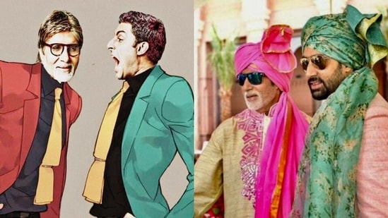 Amitabh Bachchan defended the artwork done by his fans as he shared one featuring him and Abhishek Bachchan.