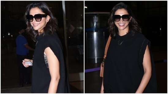 Deepika Padukone wins the airport fashion crown with edgy all-black look and printed bralette: Check out pics, video(HT Photo/Varinder Chawla)