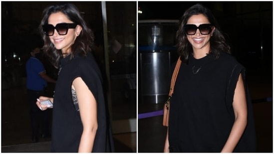 Airport Style: Deepika Padukone dons black sleeveless top with