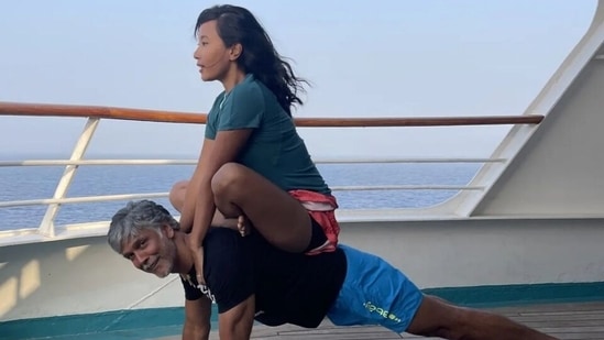 Milind Soman completes 30 push-ups 'over mighty Brahmaputra' as someone tries to distract him: Watch video