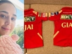 Preity Zinta shared a picture of Punjab King Jerseys she has gotten made for her twins Jai and Gia.