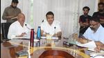 Ludhiana West MLA Gurpreet Singh Gogi holding a review meeting with MC officials, including civic body chief Pradeep Sabharwal, at Zone D office in Sarabha Nagar in Ludhiana on Wednesday. (Harvinder Singh/HT) Ludhiana West MLA Gurpreet Singh Gogi holding a review meeting with MC officials, including civic body chief Pradeep Sabharwal, at Zone D office in Sarabha Nagar in Ludhiana on Wednesday. (Harvinder Singh/HT)
