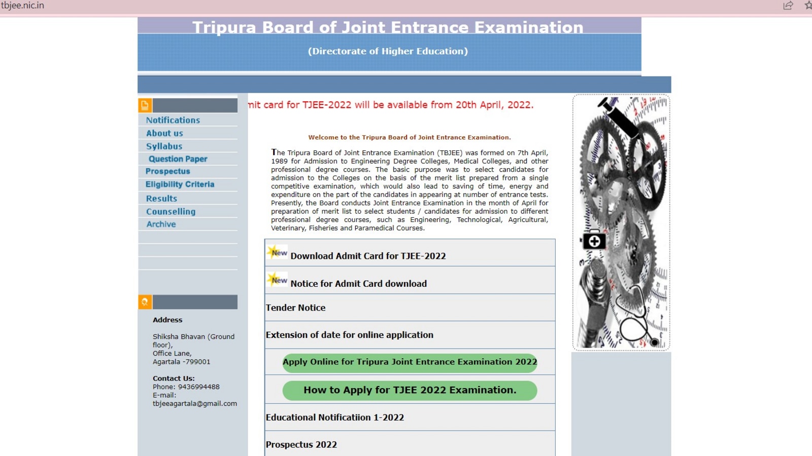 TJEE 2022 admit card released at tbjee.nic.in, here's the direct link