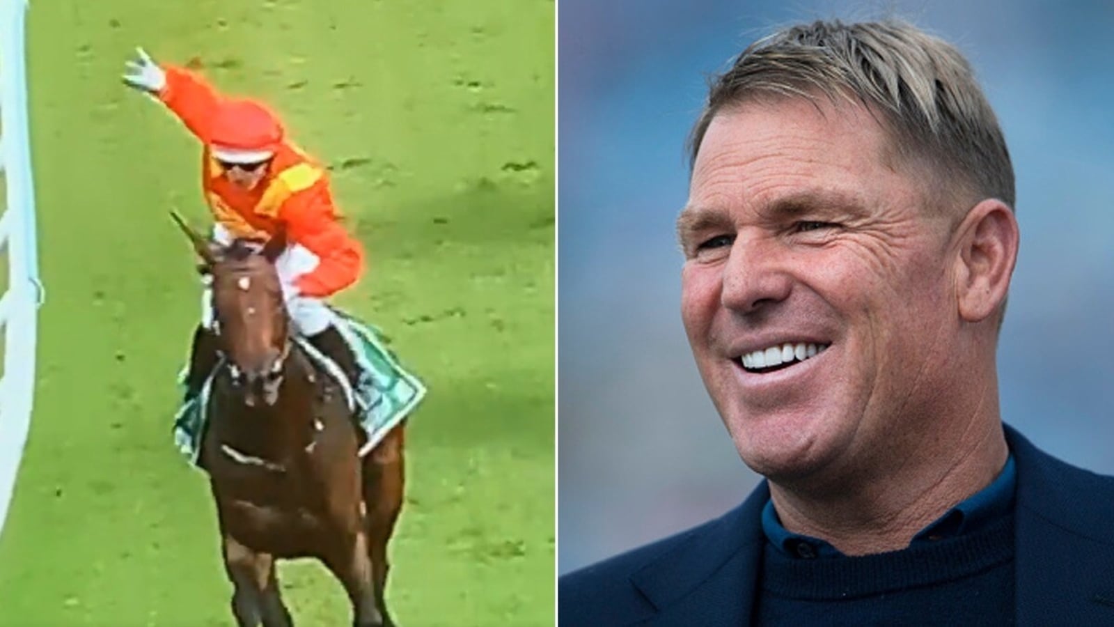 WATCH: Jockey impersonates Shane Warne's iconic bowling action in touching tribute after winning on spin legend's horse