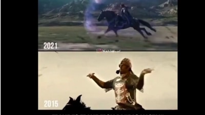 The split image shows two scenes one from Shang-Chi and the other from Bajirao Mastani. (Screengrab)