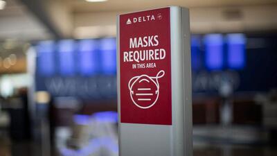 An outdated sign requiring Delta Air Lines passengers to wear a face mask to board a plane is displayed in the domestic terminal of the Hartsfield-Jackson Atlanta International Airport after Biden's administration announced that it will no longer enforce a U.S. mask mandate on public transportation, following a Florida court ruling, in Atlanta, Georgia, US. (REUTERS) An outdated sign requiring Delta Air Lines passengers to wear a face mask to board a plane is displayed in the domestic terminal of the Hartsfield-Jackson Atlanta International Airport after Biden's administration announced that it will no longer enforce a U.S. mask mandate on public transportation, following a Florida court ruling, in Atlanta, Georgia, US. (REUTERS)