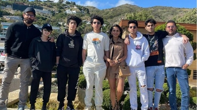 Hrithik Roshan is currently holidaying with his sons Hrehaan and Hridhaan in Los Angeles. Hrithik Roshan is currently holidaying with his sons Hrehaan and Hridhaan in Los Angeles.
