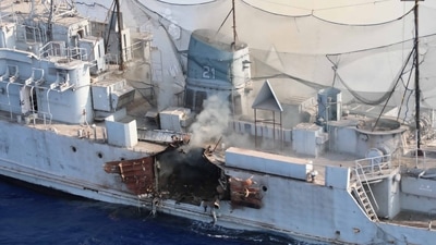 A BrahMos supersonic cruise missile was test-fired by the Indian Navy warship INS Delhi on April 19. (ANI)