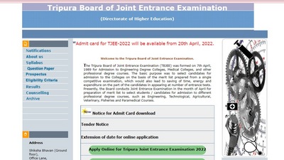 TJEE 2022 admit card to be released today at tbjee.nic.in TJEE 2022 admit card to be released today at tbjee.nic.in