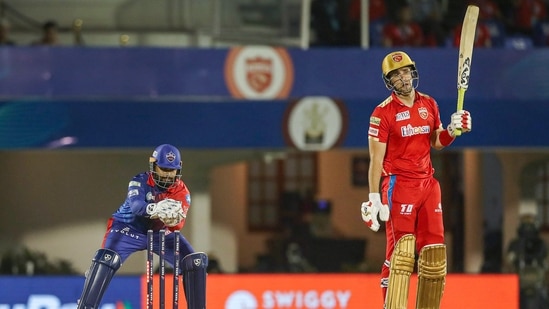 Rishabh Pant, captain of Delhi Capitals stumps out Liam Livingstone of Punjab Kings(IPL)