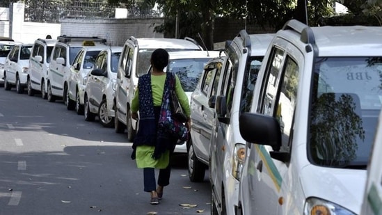 The strike began on Monday causing. However, there was a respite for commuters as autorickshaws were plying on city roads.(Arun Sharma/HT file photo)