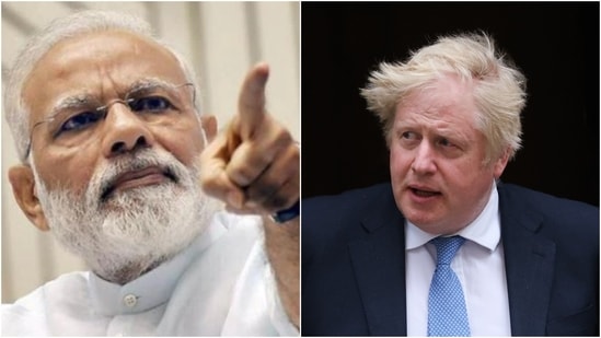 Prime Minister Narendra Modi and his British counterpart, Boris Johnson.(AP, Bloomberg)