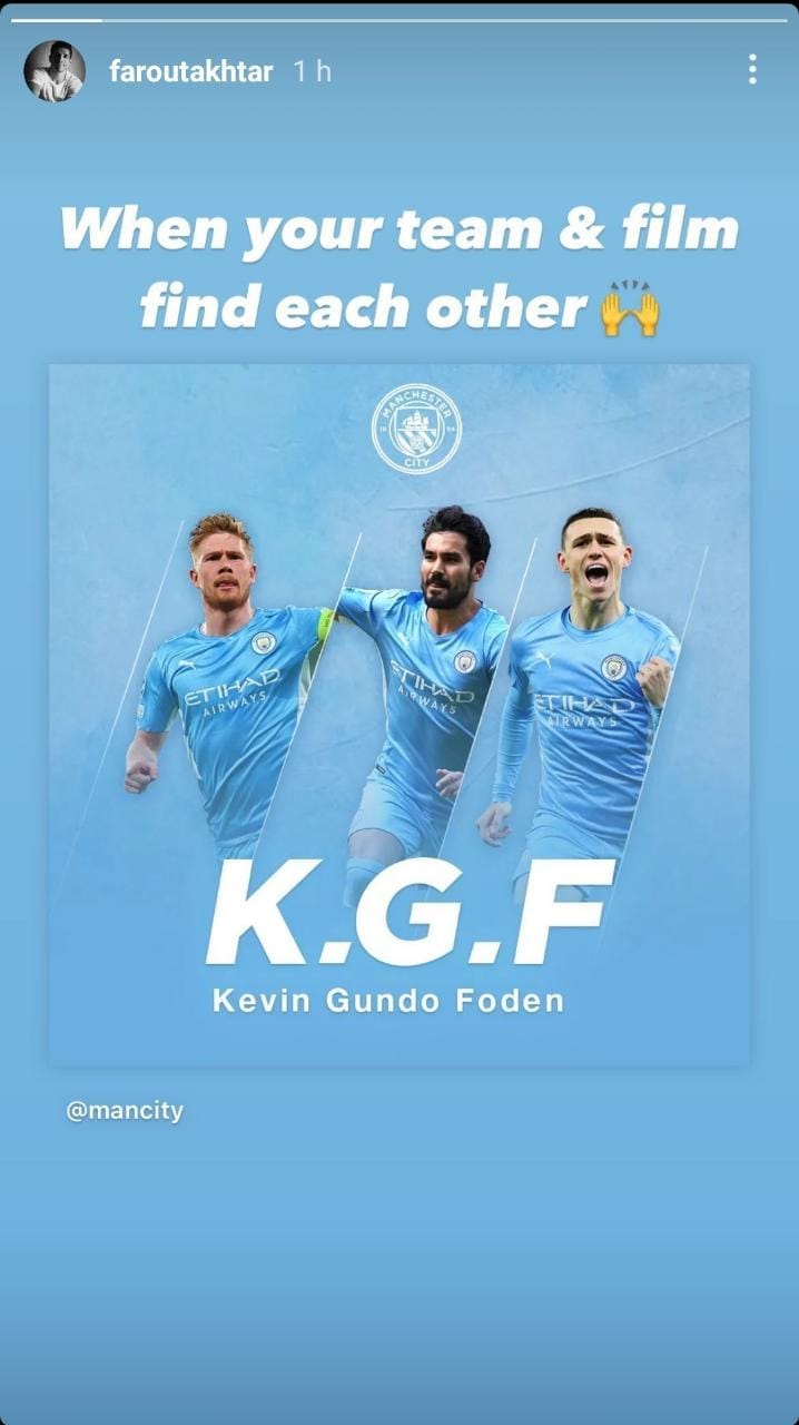 Farhan Akhtar sharing Manchester City's tribute to KGF.